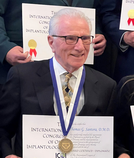 Dr. Thomas G. Santora has been recognized as a Diplomate by the International Congress of Oral Implantologists